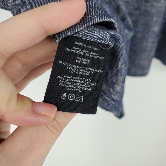 Theory Ofeliah Tierra Wash Pleated Tunic Top Blue Linen Blend Small - Picture 9 of 10